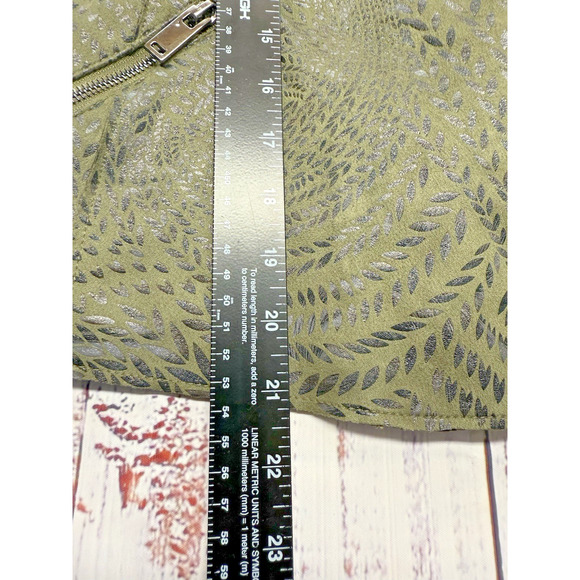 Philosophy Faux Leather Moto Jacket Women's Size Small Olive Green Embossed - Picture 6 of 6